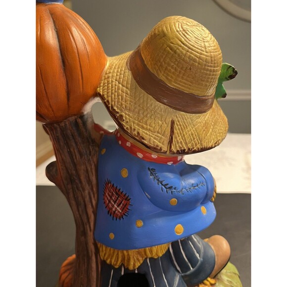 Vtg Hobbyist Ceramic Scarecrow Jack O Lantern Pumpkin Lights Up Fall Harvest - Picture 12 of 16